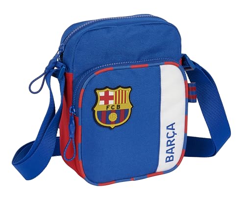 safta F.C. Barcelona, 2. Ausrüstung, Umhängetasche mit Außentasche, Aktentasche, Umhängetasche, bequem und vielseitig, Qualität und Widerstandsfähigkeit, 16 x 6 x 22 cm, Blau und Burgunderrot,