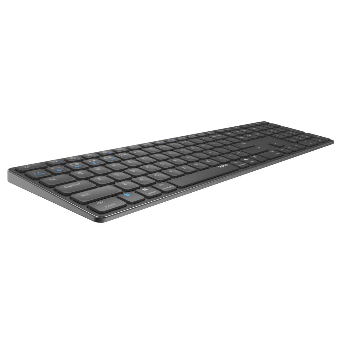 Rapoo E9800M kabellose Tastatur wireless Keyboard flaches Aluminium Design umweltfreundlicher wiederaufladbarer Akku DE-Layout QWERTZ PC & Mac - schwarz