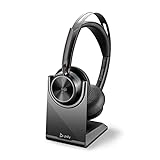 Poly - Voyager Focus 2 UC USB-A Headset with Stand (Plantronics) - Bluetooth Dual-Ear (Stereo) Headset with Boom Mic - USB-A PC/Mac Compatible - Active Noise Canceling - Works with Teams (Certified)