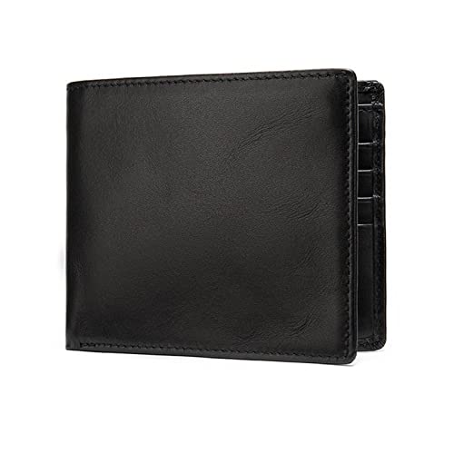 AQQWWER Herren Geldbörse Soft Genuine Leather Wallet Men Cow Leather Wallets Man Small Card Holder Wallets Balck Short Purse for Male