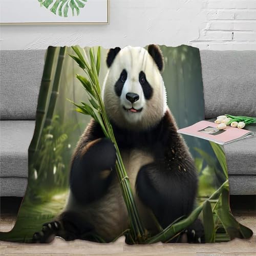 süßer Panda Flanell Decke 3D Druck Tierbild Sofadecke Flauschig Warm Kuscheldecke Bett Decken Weichen Flauschig for Erwachsene Kinder 60x80inch(150x200cm)
