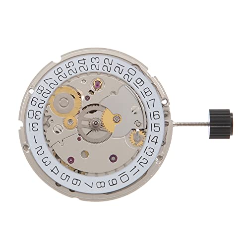 Fxndknjks für ETA 2824-2 Weiß 3H Mechanische Uhr Uhrwerk Vollautomatisches mechanisches Uhrwerk Zubehör, Silber/Weiß