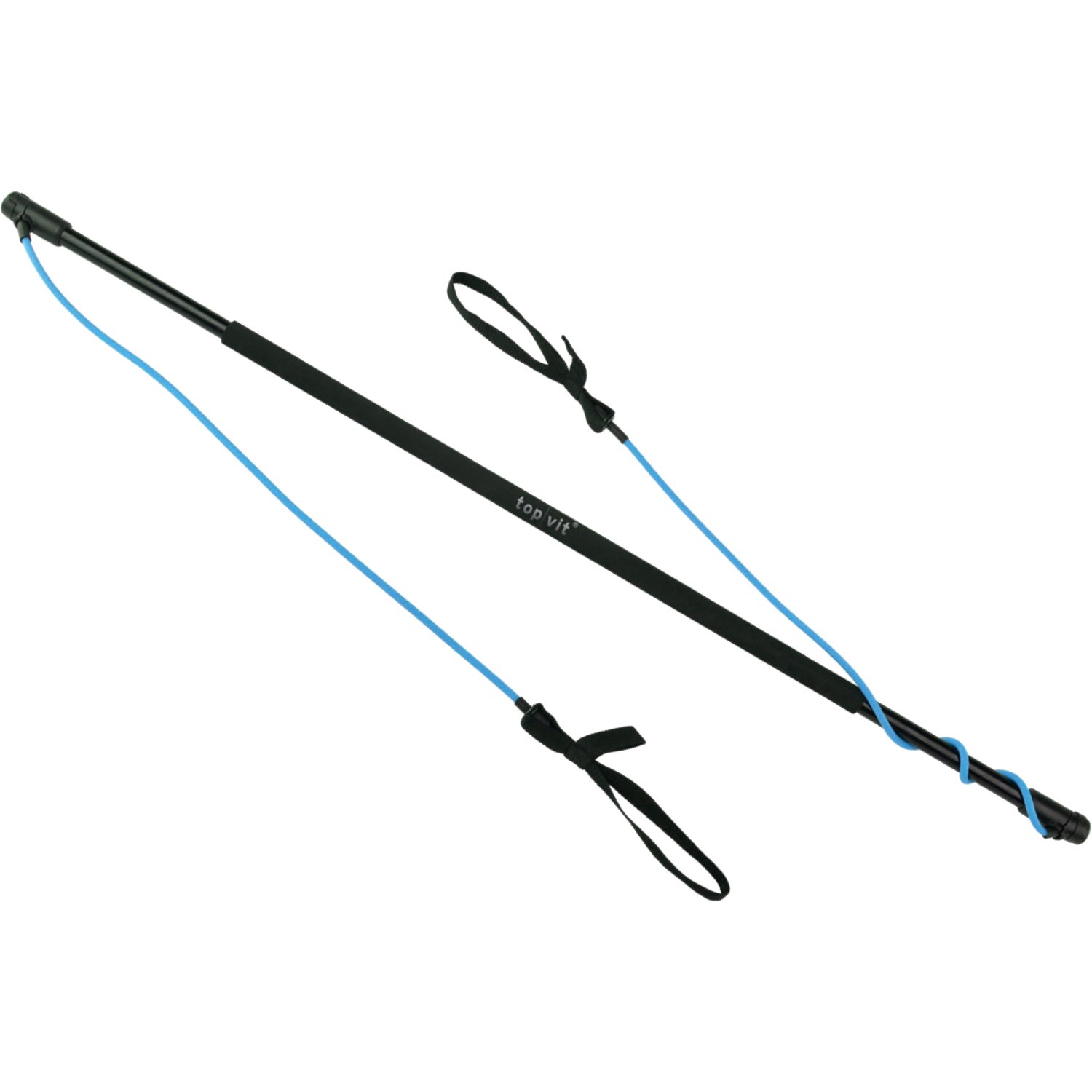 top vit Physio.Stick, Gymnastikstab mit Gummibänder zum Widerstandtraining mit Transporttasche (02: blau - mittel (1-20 kg))