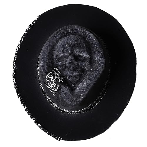 Xuanxi Halloween-Totenkopf-Cowboyhut, stilvolle Kopfbedeckung für Kostümpartys, Foto-Requisiten, auffällige Kopfbedeckung, Karneval, Halloween, Cowboyhut