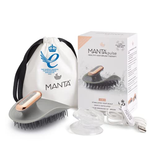 Manta Pulse Elektrischer Scalp Massager & Hair Shampoo Brush - Durchblutungs Stimulator & Kopfmassage für alle Haartypen, Kopfpeeling, für Trockene oder Nasse Haare, Sanfte Bürste für Hair Growth