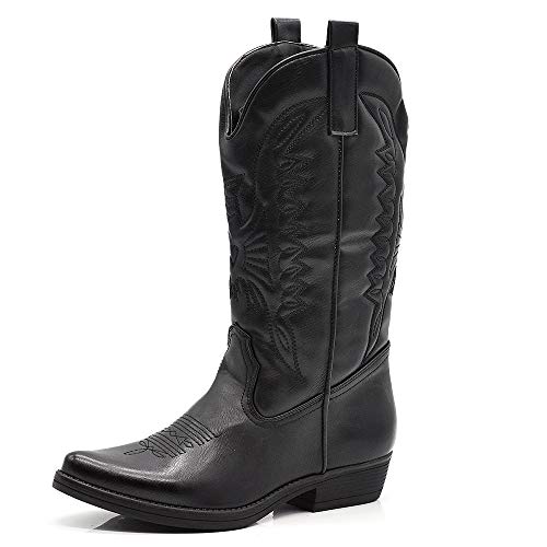 IF Fashion Stiefel Texani Cowboy Western Stiefel Damen Zehe Camperos Ethnici C19004-4, 04 4 schwarz, 39 EU