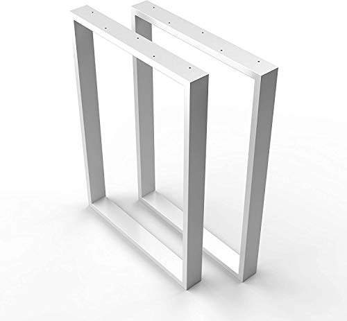 sossai® Stahl Tischkufen | WEISS | 2 Stück | Tischgestell | Breite 50 cm x Höhe 72 cm | TKK1 | pulverbeschichtet