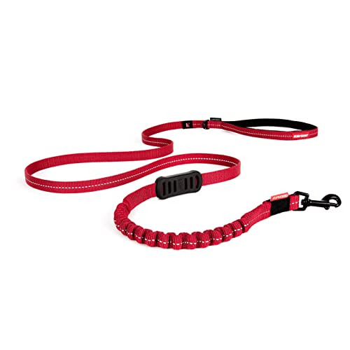 EzyDog Zero Shock Lite Hundeleine für Kleine Hunde - 120cm 180cm - Reflektierende für Maximale Sicherheit - Elastische Leine mit Bungee Ruckdämpfer (120cm, Rot)
