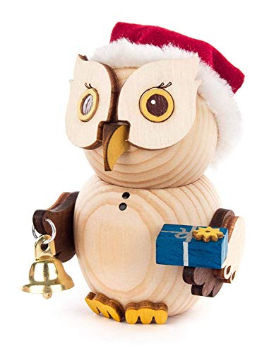 Rudolphs-Schatzkiste Ganzjahresfigur Mini-Eule Weihnachtsmann H: 7,5cm NEU Erzgebirge Holzfigur Holzminiatur