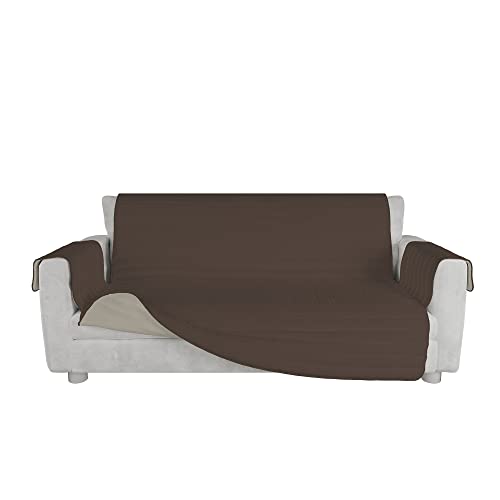 Gesteppter Sofabezug Trendy, Braun/Creme, 3-Sitzer-Sofaüberwurf