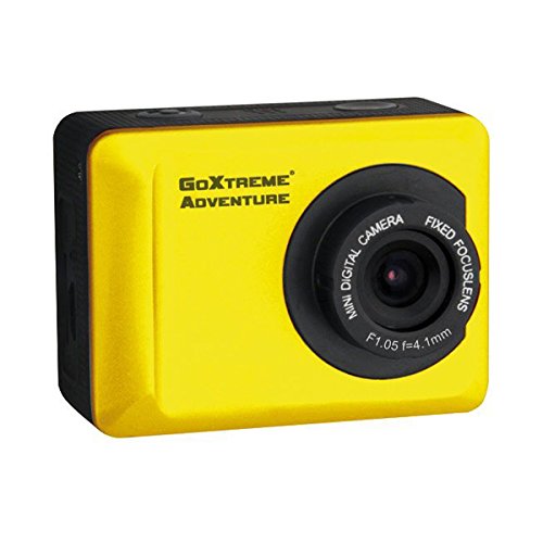GoXtreme 20116 Adventure HD Action-Kamera mit Wasserdichtem (5 cm (2 Zoll) Display, 720p, 1,3 Megapixel, CMOS-Sensor, microSD Kartenslot, USB, Li-Ion Akku) gelb
