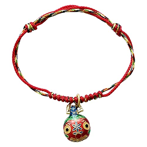 Vergoldetes kleines Monster Anhänger Buntes Seilarmband Rotes Seilarmband Glücksarmband Familienarmband Geburtstagsgeschenk, verstellbar QINTINYIN (Color : Red)