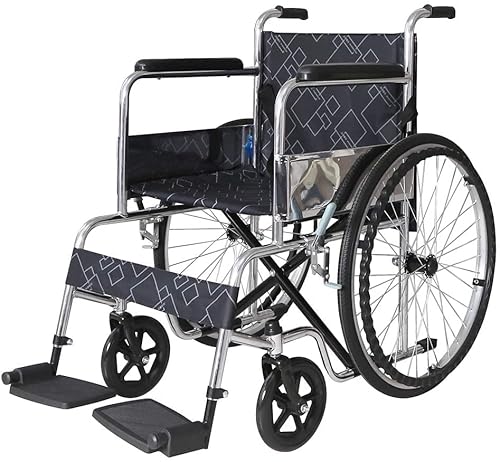 Leichter manuell zusammenklappbarer Behindertenrollstuhl aus Stahl, Rollstuhl mit Begleitperson, tragbarer Transitreisestuhl