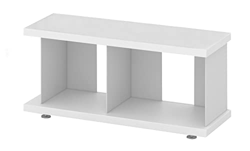 Tojo-bieg Grundmodul groß | erweiterbares Regal | freistehendes Bücherregal | MDF beschichtet weiß, Winkel Aluminium | 80 x 28 x 40 cm