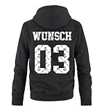 Comedy Shirts - Wunsch - Herren Hoodie - Schwarz/Anker - Gr. XXL