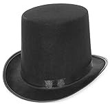 EOZY Zylinder Hut Herren Damen Hoher Hut Erwachsenenhut mit Satinband Top Hat Partyhut für Zauberer Karneval Fasching (Kappenhöhe 16cm, Schwarz)