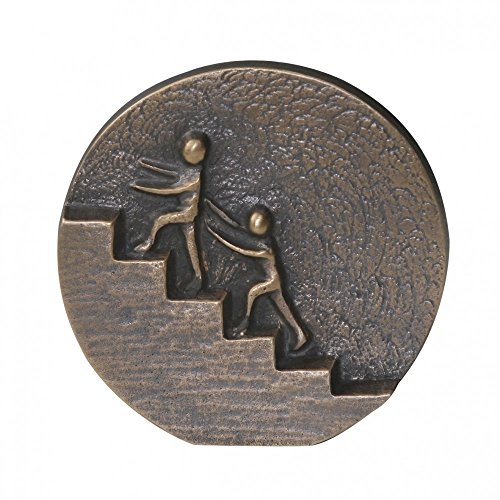 Bronzeplakette Gemeinsam nach oben, 8 cm, Kerstin Stark