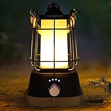 ZWOOS LED Campinglampe【400 lm, IP44, bis zu 80h Leuchtdauer 】stufenlos dimmbar, Farbtemperatur einstellbar, Drei Lichtfarben,wiederaufladbare USB Akku Outdoor Lampe mit Hanfseil und Bambussockel