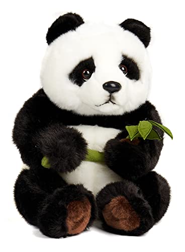 Uni-Toys - Pandabär mit Blatt, sitzend - 30 cm (Höhe) - Plüsch-Bär, Panda - Plüschtier, Kuscheltier
