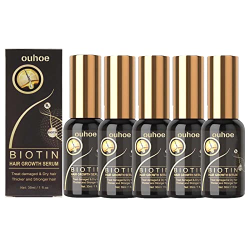 Biotin Hair Growth Serum, Haarwachstum Serum, Anti-Haarausfall Serum, Reduzieren Sie Haarausfall, Fördert das Haarwachstum, Reparaturen Beschädigtes Haar, Haarwuchsmittel für Frauen und Männer (5pcs)