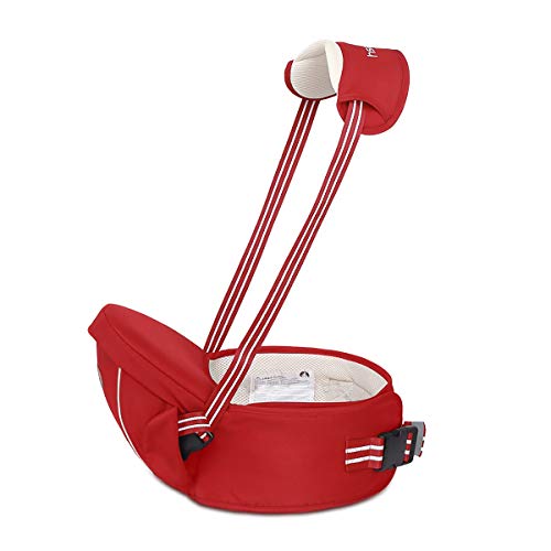 SONARIN Multifunktionaler Hipseat Baby Carrier Babytrage,Freie Größe,Kleinkind-Hüft-Sitzträger,Vorderer Träger-Gurt,4 tragende Positionen,ideales Geschenk(Rot)