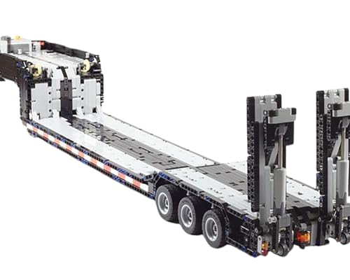 Technik RC-Tieflader mit Rampen, 2057 Klemmbausteine Anhänger Für LKW Trailer Kran Bauset Kompatibel Mit LG Technik