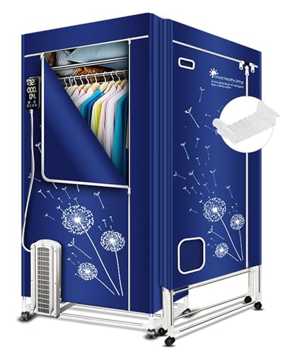 KASYDoFF Wäscheständer, tragbar, 3 Ebenen, faltbar, 1500 W, energiesparend (Anion), 1,7 m, automatischer Timer, digital, mit für Wohnung oder Haus