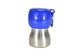 KONG H2O Wasserflasche und Futternapf für Hunde, Edelstahl, 270 ml, Blau