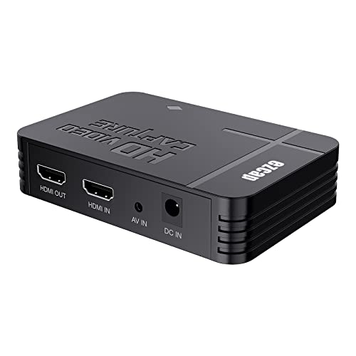 PMSUN HDMI AV Video Capture Card HD 1080P Game Recorder mit HDMI Ausgang,kompatibel mit Xbox One/360/ PS4/Wii U Switch/VHS/Camcorder,unterstützt Mikrofoneingang für Kommentare-kein PC erforderlich