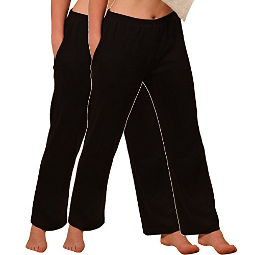 HERMKO 984 2er Pack Damen Homewear Hose aus Bio-Baumwolle, Farbe:schwarz, Größe:40/42 (M)