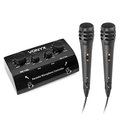 Vonyx AV430B Karaokeanlage, Karaoke Set mit 2x-Karaokemikrofon und Mischpult ? Schwarz