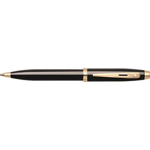 Sheaffer 100 Kugelschreiber (Strichstärke M, inklusiv 1 Sheaffer K-Style Mine, Schreibfarbe schwarz) schwarz Lack / Gold