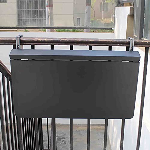 FLYIFE Decktisch Hängetisch Balkon, 80-120cm Outdoor Stehtisch Balkontisch zum Einhängen, wandmontierter Gartenklapptisch Balkongeländer, 5-Fach höhenverstellbare Beistelltische, wetterfest