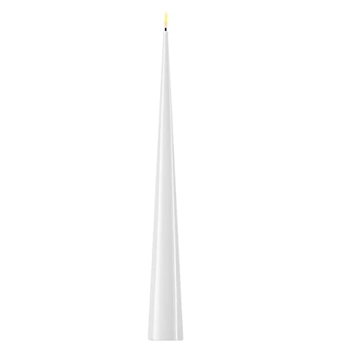 LED Kegelkerze Deluxe Homeart mit Echtwachs überzogen 3D Flamme 38 cm - (Weiß)