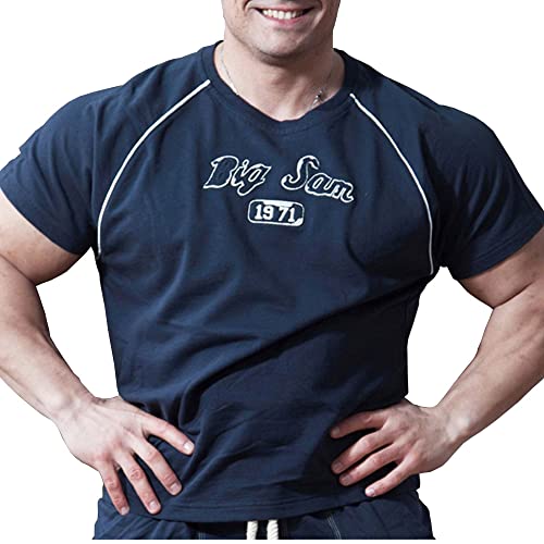 Big SM Sportswear MUSCLEWEAR Ragtop Rag Top Gym Fitness Sport T-Shirt Bodybuilding Herren 3116 blau 3XL