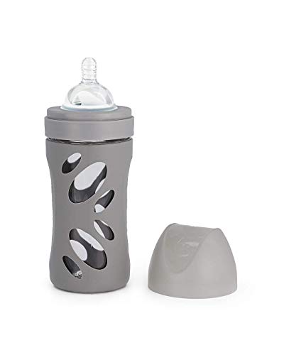 Twistshake 7350083126795 Babyflasche aus Glas, Anti-Kolik Sauger BPA Frei Ab 2 Monaten, Pastel Grey, Grau, 260 ml