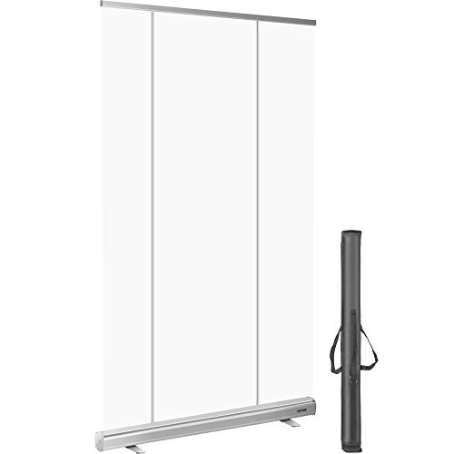 VEVOR 121x200 cm Bodenstehender Nieschutz transparente, Spuckschutz Trennwand tragbar, Roll-Up-Nieschutz Plakatständer durchsichtig, Freistehende Isolationsbarriere Kassen Cafés Banken Büro Salon