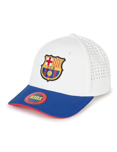 TokyRu Sports Barça Off White JR FC Barcelona Kappe mit Lizenz, Größe S/M für Kinder, weiß, S