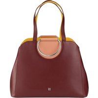 DUDU Farbige große Damen-Shopper-Tasche aus Leder, Made in Italy, Umhängetasche, mit doppelten Griffen Burgundy