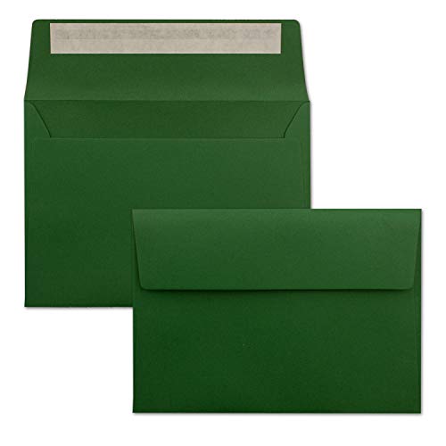 250x Briefumschläge Dunkel-Grün DIN C6 Format 114 x 162 mm - Haftklebung - Kuverts ohne Fenster - Weihnachten, Grußkarten & Einladungen - Für A6 & A4 Papier