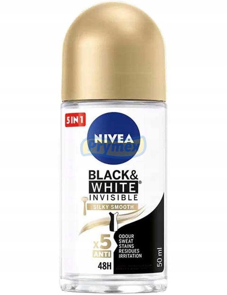 6er Pack - NIVEA Women "Invisible Black & White Silky Smooth" Deo Roll-on - 50ml