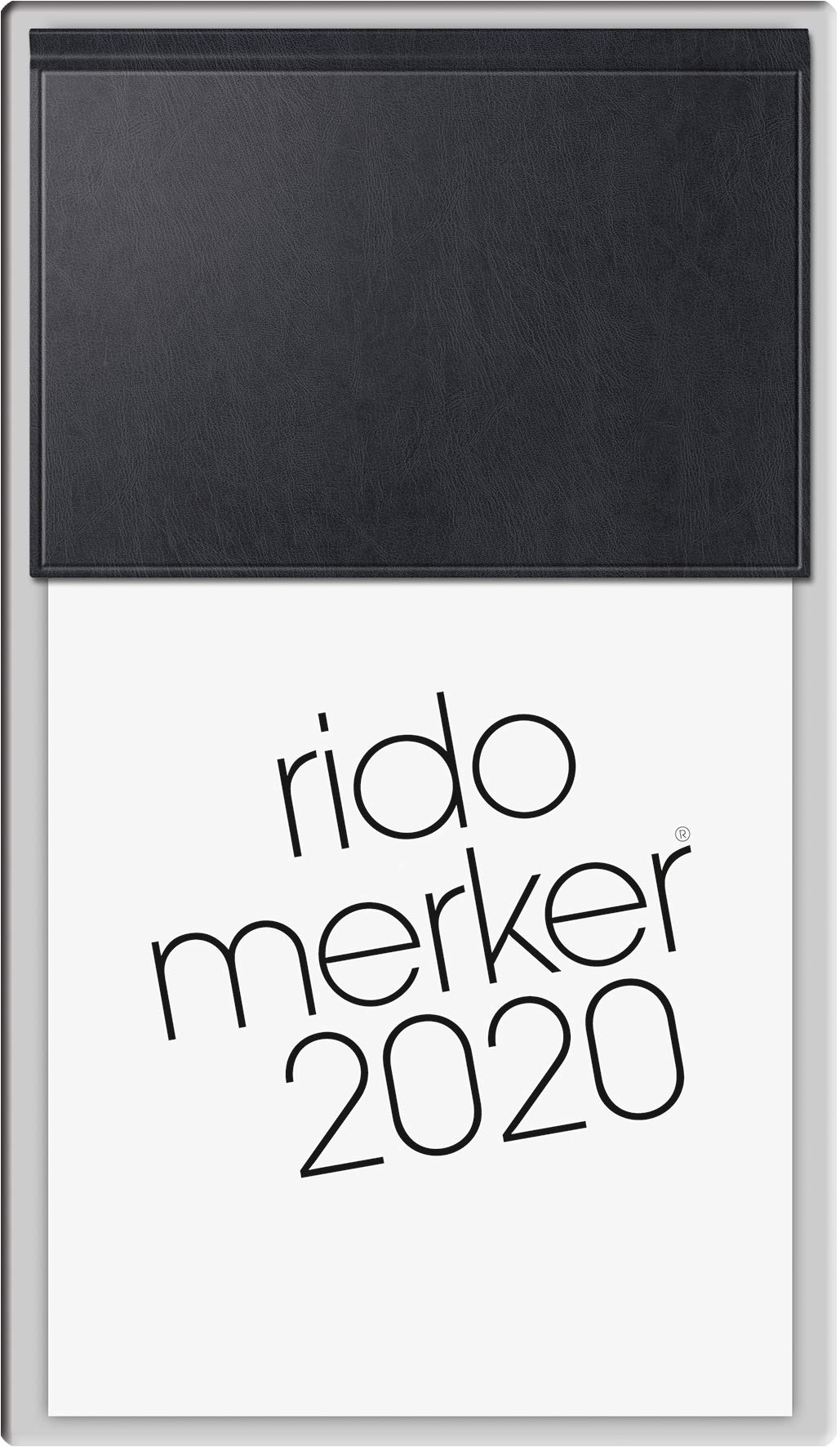 Baier & Schneider rido/idé 703500390 Tischkalender Merker (1 Seite = 1 Tag, 108 x 201 mm, Miradur-Einband, Kalendarium 2020) schwarz