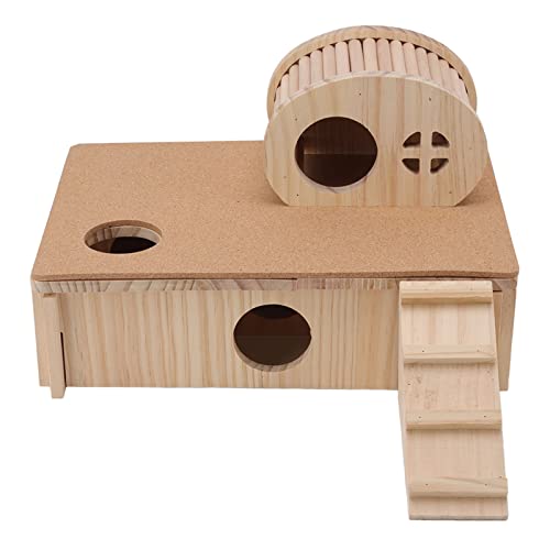 Pssopp Hamster Spielzeughaus, Kleintierversteck Hamsterhaus Hamsterleiterhaus aus Holz für Kleintiere