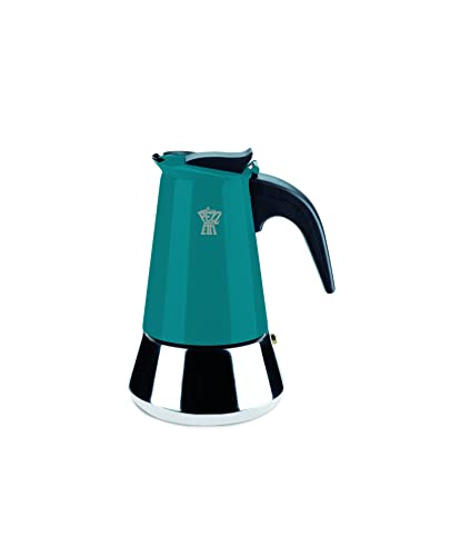 PEZZETTI, Steelexpress Espressokocher für 4 Tassen aus Edelstahl, ergonomischer Griff, hitzebeständig, geeignet für alle Kochflächen, geeignet für Induktion, Farbe Messing