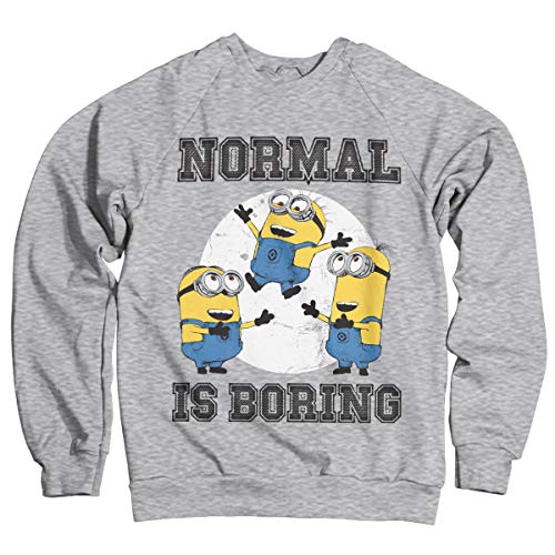MINIONS Offizielles Lizenzprodukt Normal Life is Boring Sweatshirt (Heather Grau), XXL