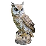 Lipeed Owl Ornament, kreative Eule Harz Garten Figur Eule Skulptur Statue Dekoration für Indoor Outdoor Home, Dekofigur Eule, Deko Uhu auf Baumstamm Gartenfigur Vogelfigur Vogel Deko