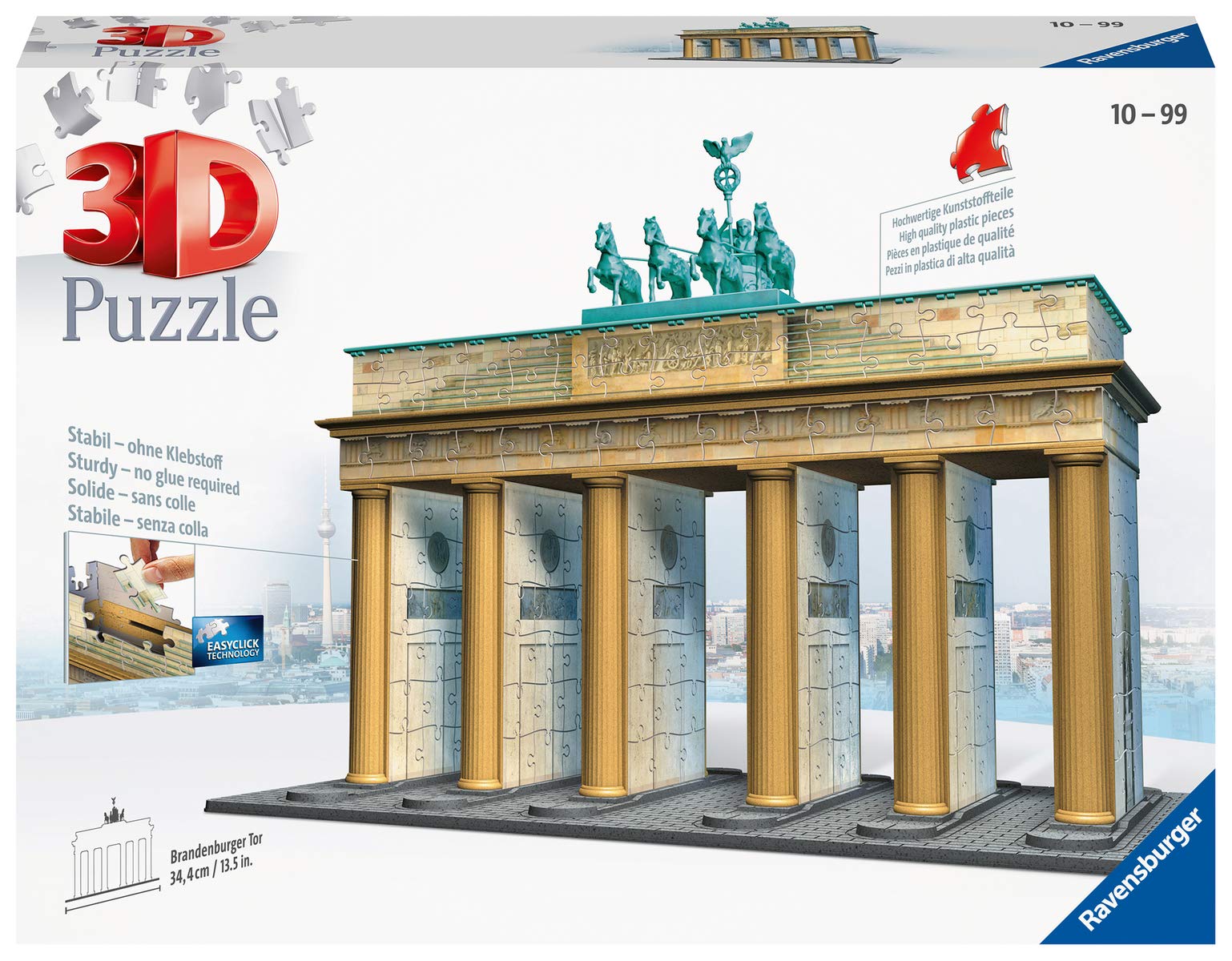 Ravensburger 3D Puzzle 12551 Brandenburger Tor - 324 Teile - Das Berliner Wahrzeichen für Puzzlefans ab 10 Jahren