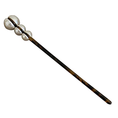 SHUBIAO 2 STÜCKE Perlenhaarstab Perlenhaarstäbchen Retro Haarstab Chinesische Haarspangen Vintage Retro Haarspangen (Color : White, Size : 20X1.5X1.5CM)