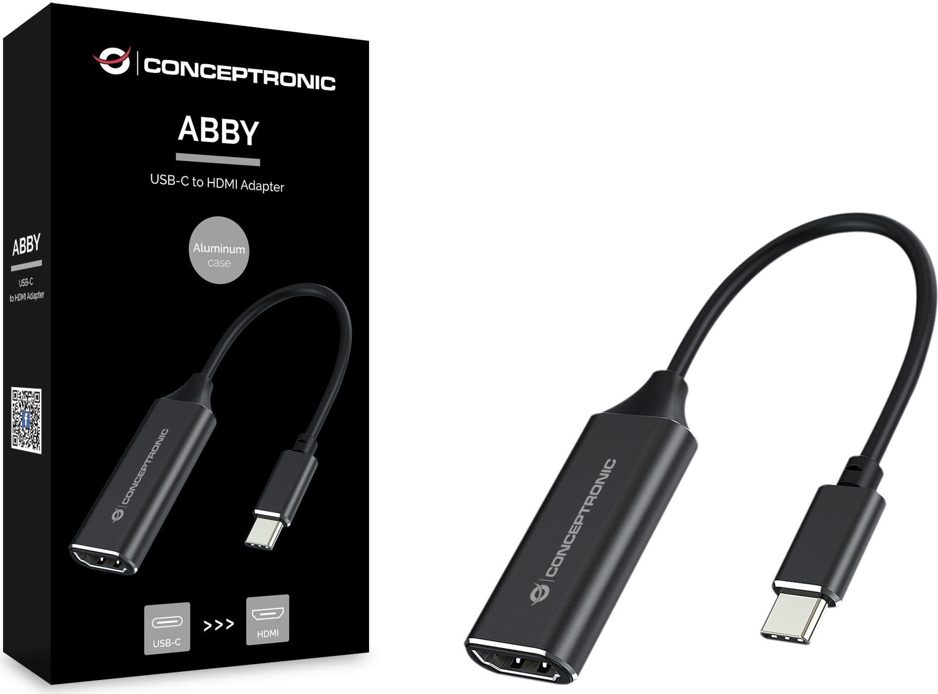 Conceptronic ABBY USB-C-zu-HDMI-Adapter - HDMI Typ A (Standard) - USB Typ-C - Weiblich - Männlich - Gerade - Gerade (ABBY03B)