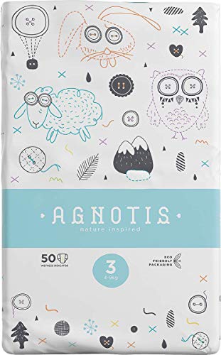 AGNOTIS - 200 Baby Windeln Größe 3 für Babys 4-9 kg | mit hervorragendem Auslaufschutz und Feuchtigkeitsindikator | dermatologisch getestet | 4 Pkg x 50 Windeln, 0,21€ Stk.